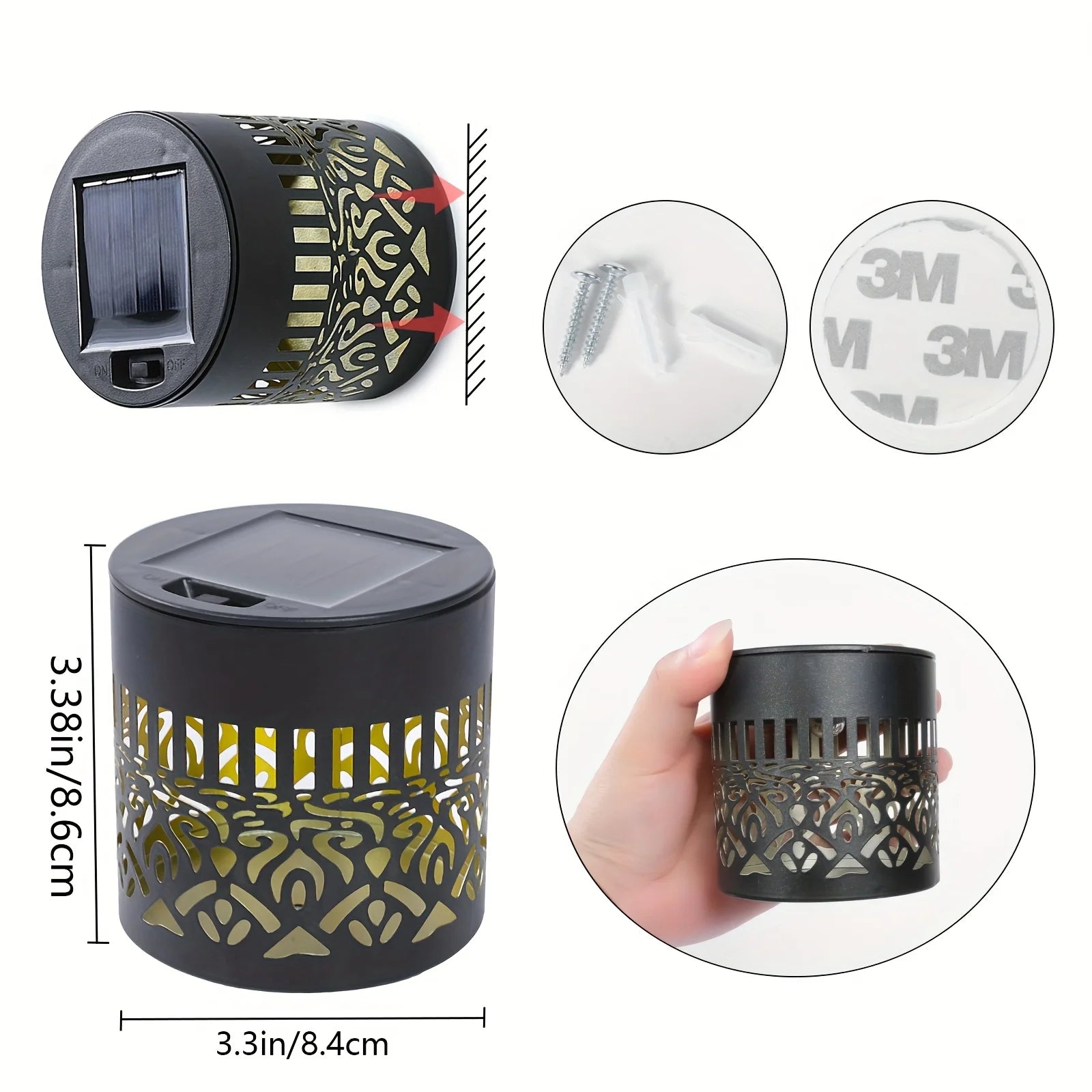 Solar-Powered Datura Lantern Light Wall Lamp Outdoor 