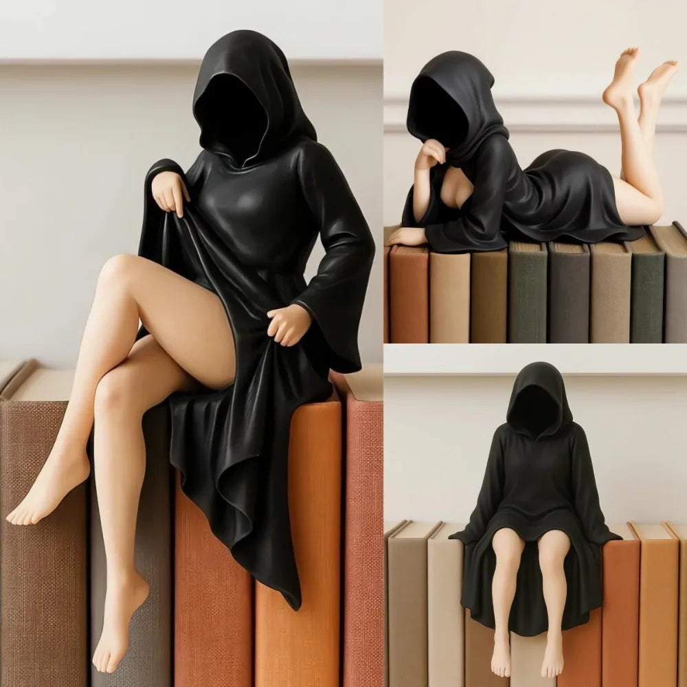 Mysterious Statue Gothic Black Robe Figure