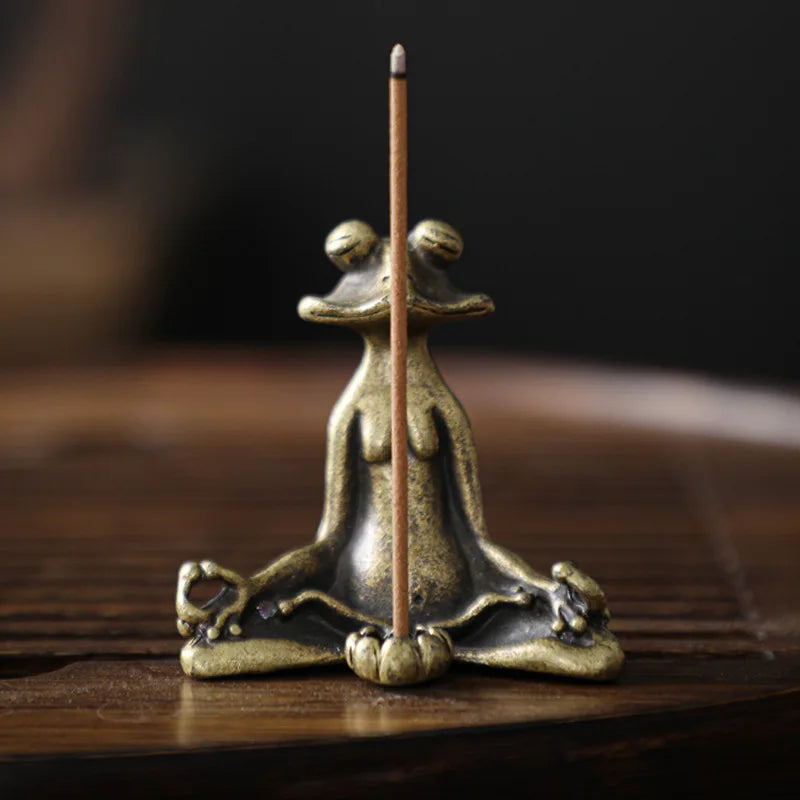 Antique Meditation Zen Frog Statue 