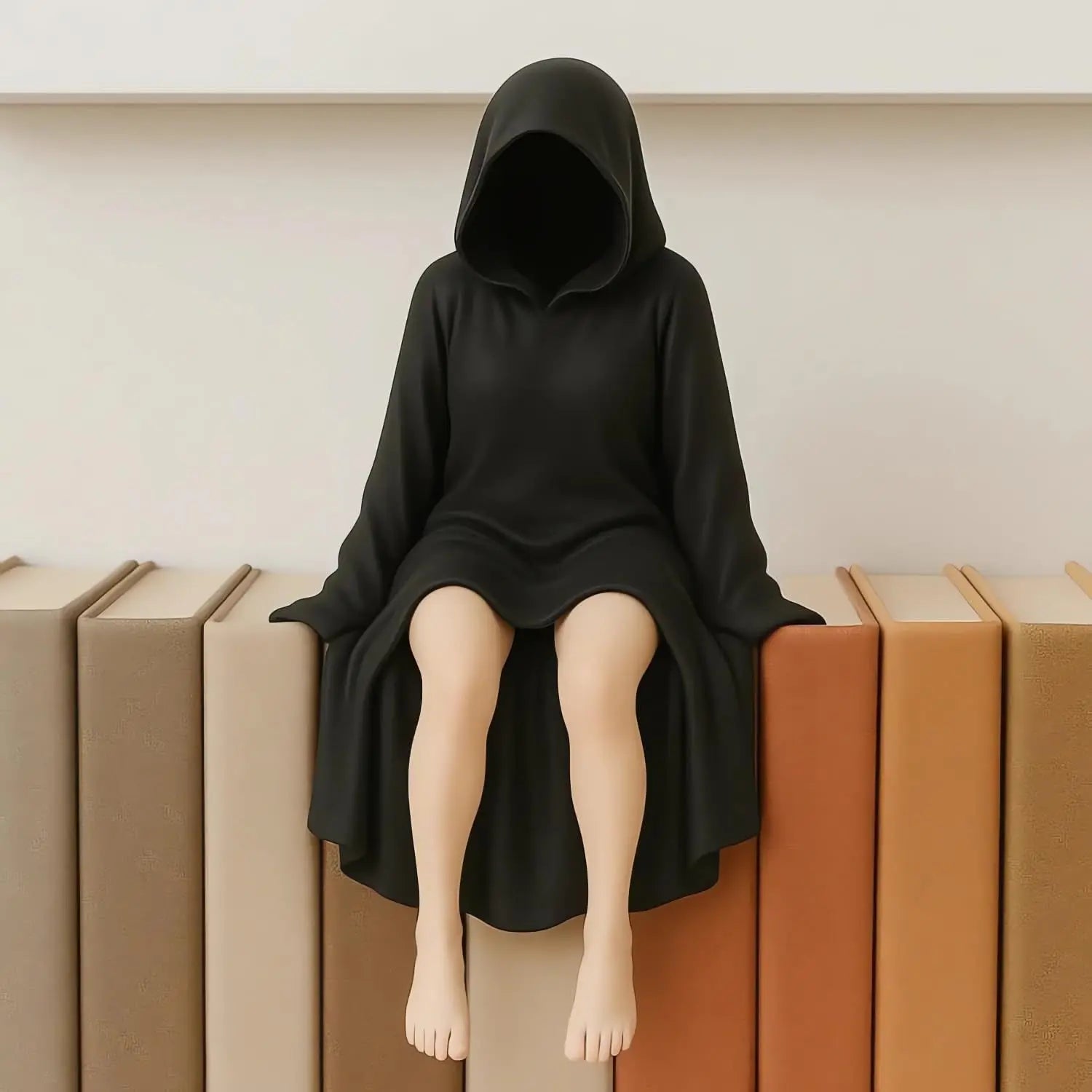 Mysterious Statue Gothic Black Robe Figure