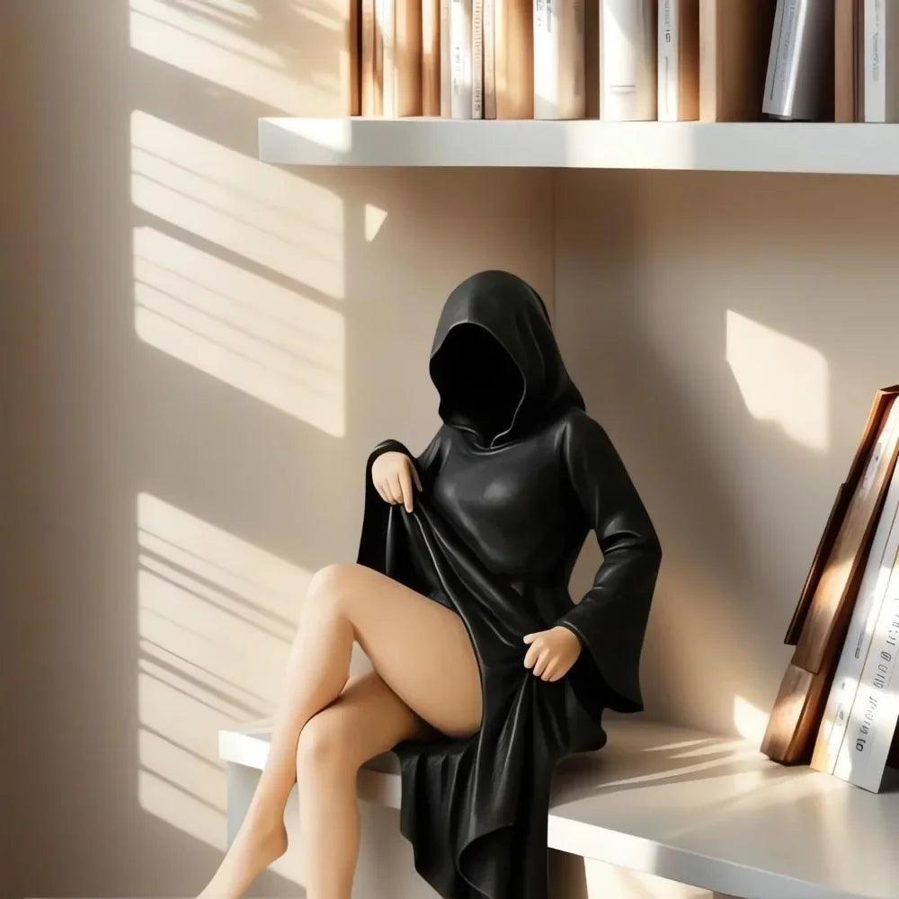 Mysterious Statue Gothic Black Robe Figure